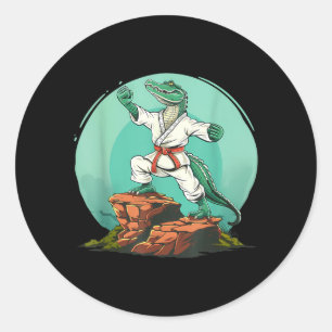 Karate Krokodil Motiv Taekwondo Jiu-Jitsu MMA Runder Aufkleber