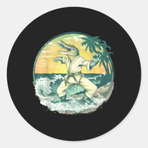 Karate Krokodil Motiv Taekwondo Jiu-Jitsu MMA Runder Aufkleber