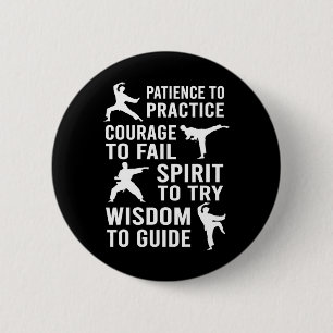Karate-Lehrer Schüler-Trainee übt Karate Tra Button