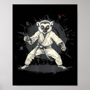 Karate Lemur Tier MMA Taekwondo Kampfsport Poster