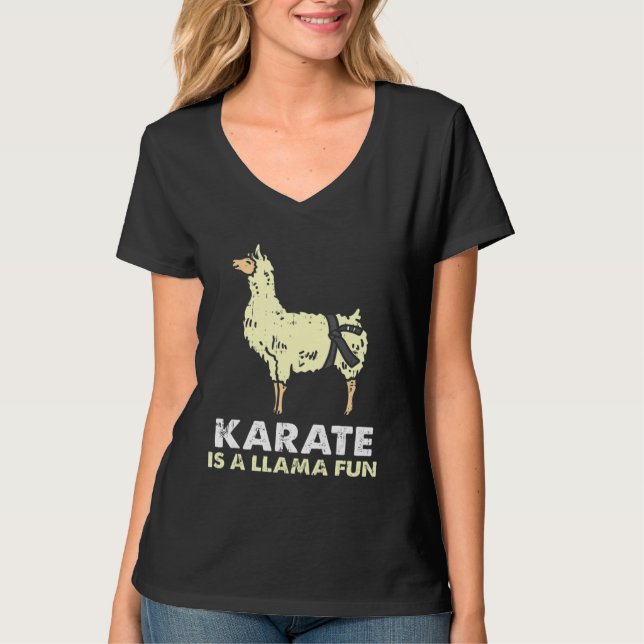 Karate Llama Fun Black Belt Alpaca Martial Arts T-Shirt (Vorderseite)