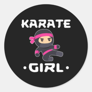 Karate-Mädchen 6 Runder Aufkleber