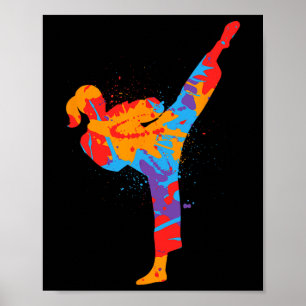 Karate-Mädchen Bunte Kampfsportarten Kinder Frauen Poster