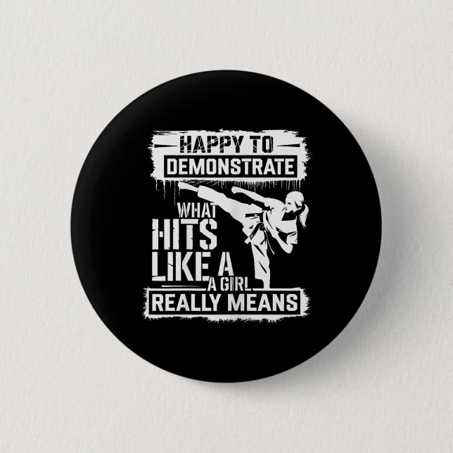 Karate-Mädchen-Einstellung-Empowerment-Zitat  Button (Vorderseite)