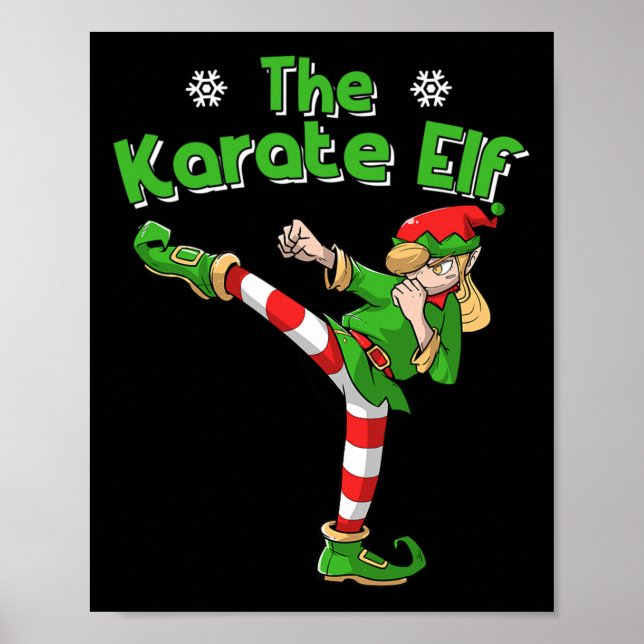Karate Mädchen Elf Kampfsport Weihnachten  Poster (Vorne)