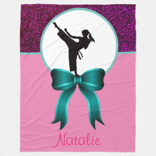 Karate Mädchen Glitter und Bow Fleece-Decke Fleecedecke