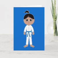 Karate-Mädchen-Glückwunsch-Blau-Gurt