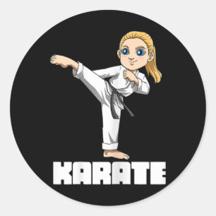 Karate Mädchen Kämpferin Runder Aufkleber