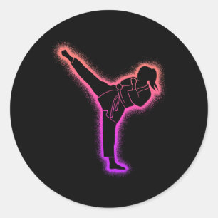 Karate Mädchen Martial Arts Frauen Mädchen Taekwon Runder Aufkleber