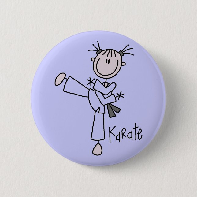 Karate-Mädchen-T-Shirts und Geschenke Button (Vorderseite)