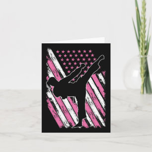 Karate-Mädchen USA-Flagge Amerikanische Kampfkunst Karte