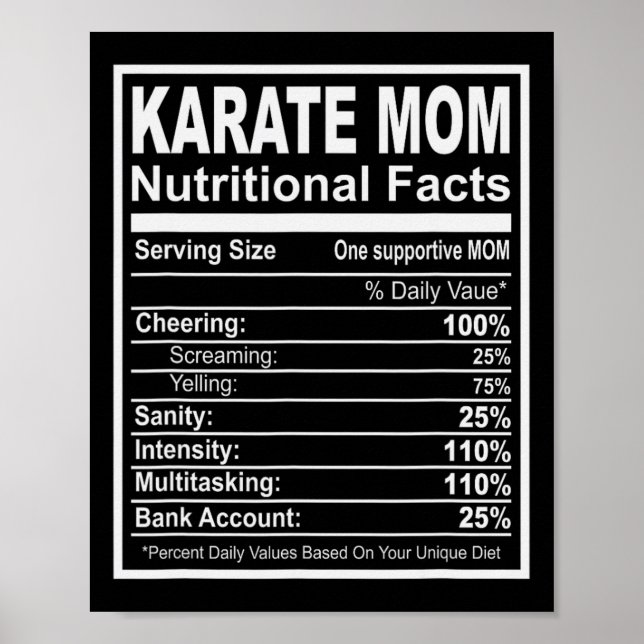 Karate-Mama Ernährungsdaten Poster (Vorne)