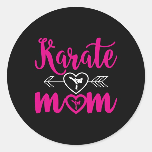 Karate Mama Mama kann Karate Runder Aufkleber (Vorderseite)