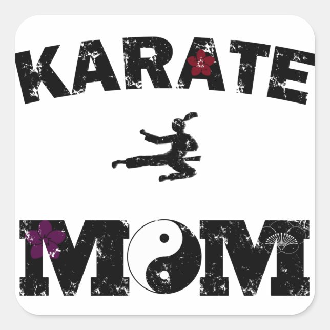 Karate MAMA Quadratischer Aufkleber (Vorderseite)