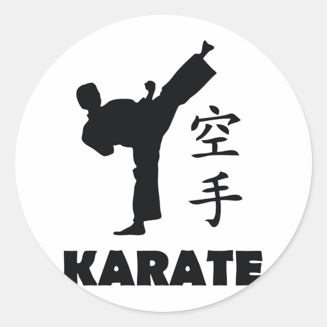 Karate-man-chinesische Symbole Runder Aufkleber (Vorderseite)