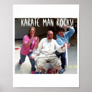 Karate Man Rocks T-Shirt Poster
