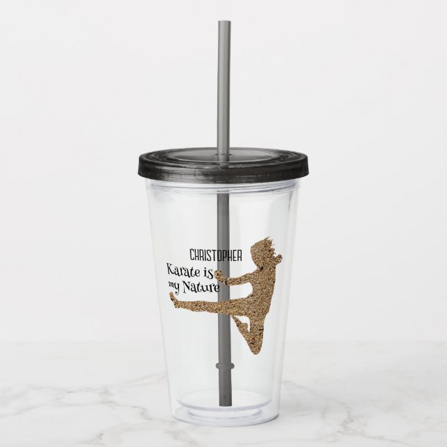 Karate Martial Art Silhouette Personalisiert Acryltrinkbecher (Vorderseite)