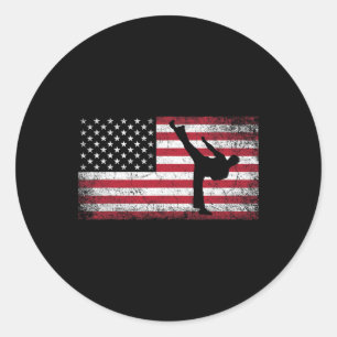 Karate Martial Arts 4. Juli American Flag USA Runder Aufkleber