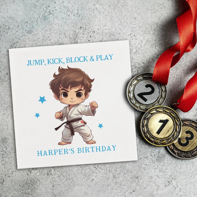 Karate Martial Arts Geburtstagsparty Serviette (Sensei-approved Tableware!  Power-packed punch of fun with our martial arts paper napkins!)