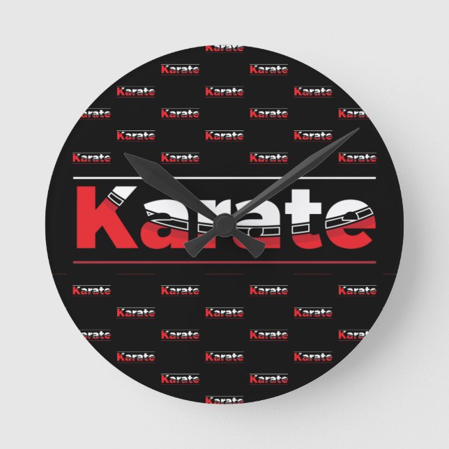Karate Martial Arts Red Runde Wanduhr (Vorderseite)