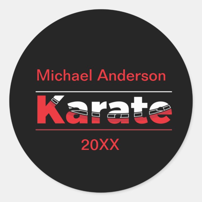 Karate Martial Arts Red Runder Aufkleber (Vorderseite)