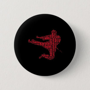Karate Martial Arts Word Cloud T-Shirt Button