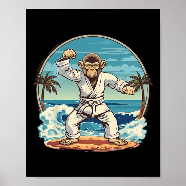 Karate Monkey Beach Kickboxing Jiu-jitsu Mma Marti Poster (Vorne)