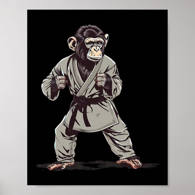 Karate Monkey Kickboxing Judo Jiu-jitsu Mixed Mart Poster (Vorne)