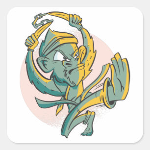 Karate Monkey Quadratischer Aufkleber