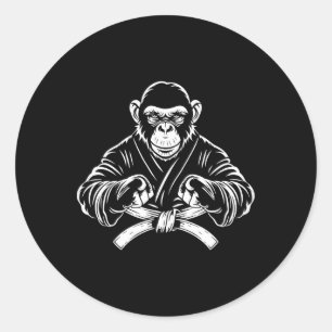 Karate Monkey Zeichnend Kickboxing Jiu-jitsu Mixed Runder Aufkleber