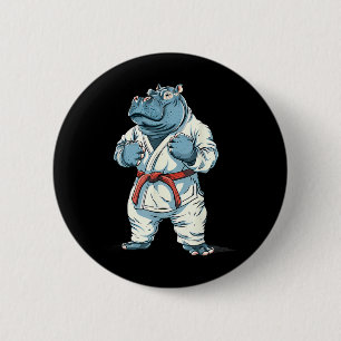 Karate Nilpferd Tier MMA Taekwondo Kampfsport Button