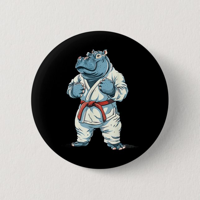 Karate Nilpferd Tier MMA Taekwondo Kampfsport Button (Vorderseite)
