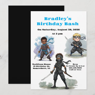 Karate Ninja Boys Geburtstagsbash Einladung