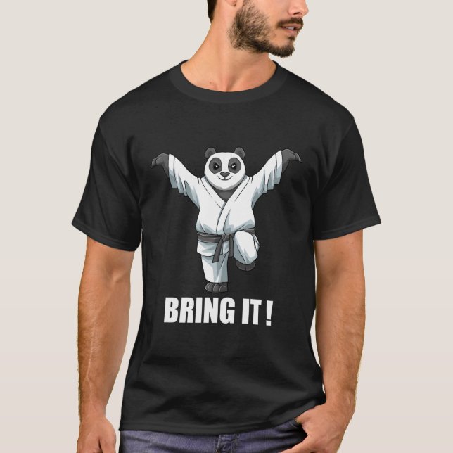 Karate Panda Crane Kick Karate Japanisches Mial T-Shirt (Vorderseite)