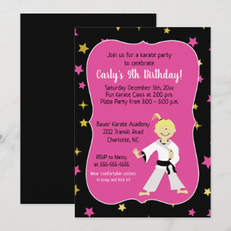 Karate Party Girl Birthday Invites Einladung