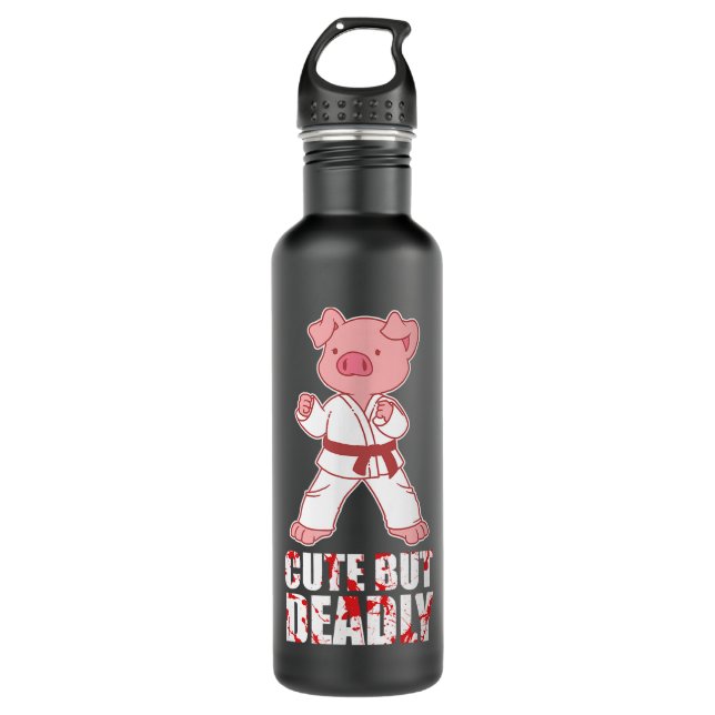 Karate Pig Taekwondo Martial Arts Hog Animal  Edelstahlflasche (Vorderseite)