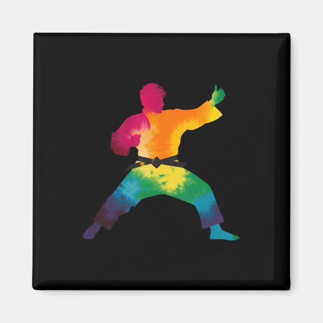 Karate Practitioner Krawatte-Farbstoff Martial Art Magnet (Vorne)
