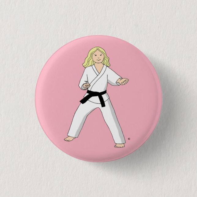 Karate-Prinzessin pinback Knopf Button (Vorderseite)