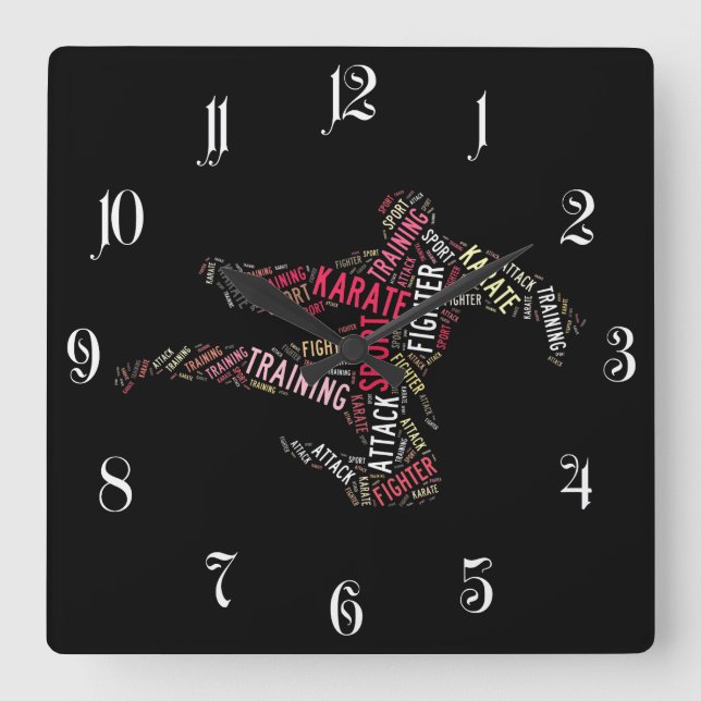 Karate Quadratische Wanduhr (Vorderseite)