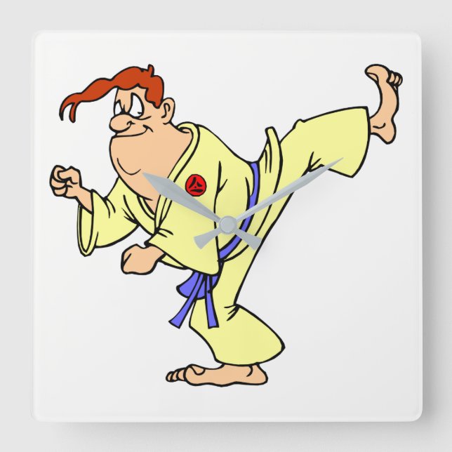 Karate Quadratische Wanduhr (Vorderseite)