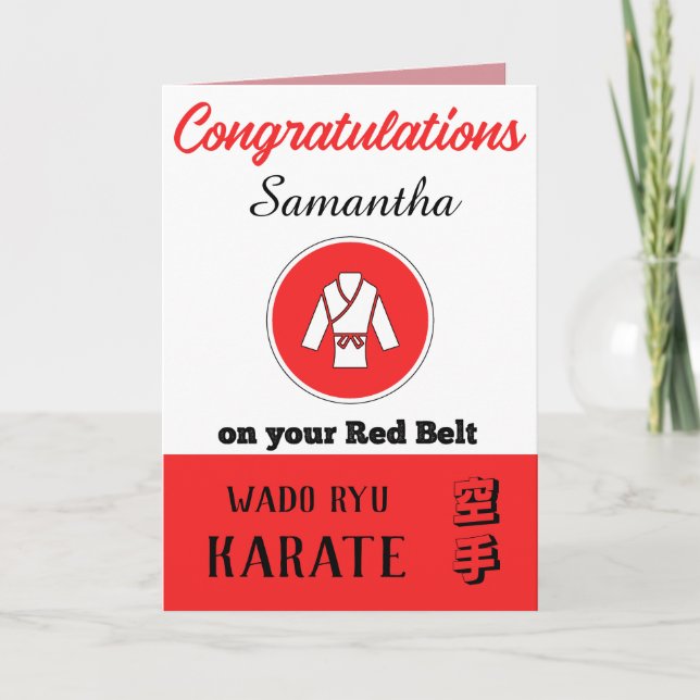 Karate Red Belt Werbeaktion Glückwunschkarte Dankeskarte (Vorderseite)