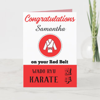 Karate Red Belt Werbeaktion Glückwunschkarte Dankeskarte