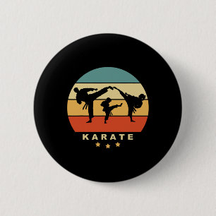 Karate Retro Sun Design Mann Frauen und Kind do Ka Button