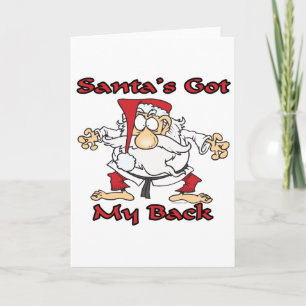 karate santas got my back funny cartoon feiertagskarte