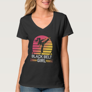 Karate-Schwarzgürtel-Mädchen Kampfsport-Sonnenunte T-Shirt