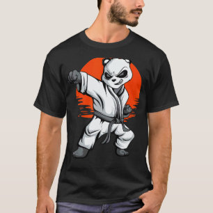 Karate-Schwarzgürtel-Panda-Kampfsport-Japanischer- T-Shirt