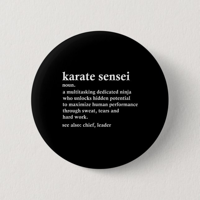 Karate Sensei Definition Funny Martial Arts Instru Button (Vorderseite)