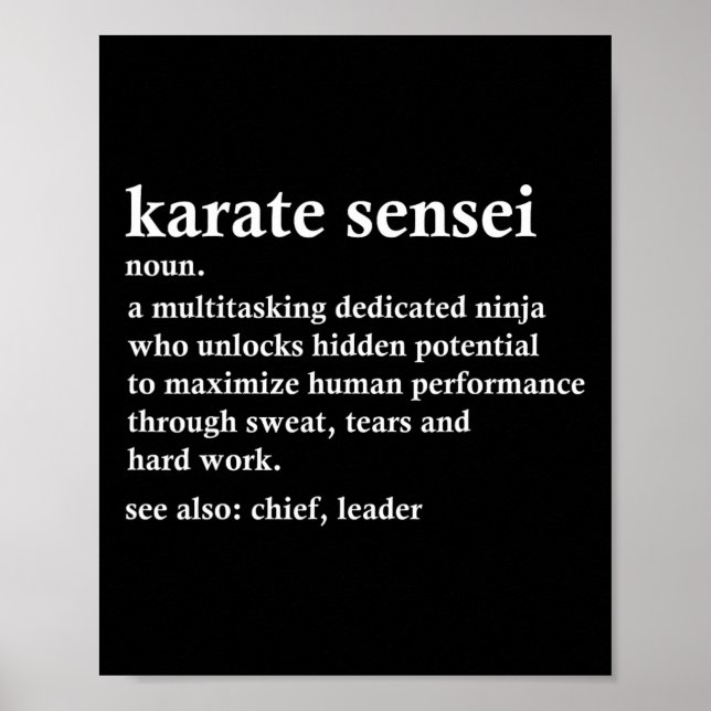 Karate Sensei Definition Funny Martial Arts Instru Poster (Vorne)