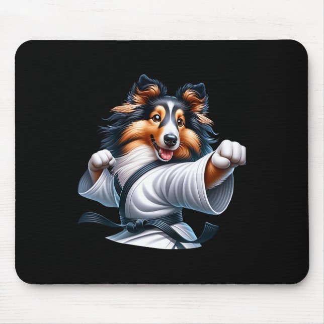 Karate Shetland Sheepdog Funny Spaß Tierfreunde Mousepad (Vorne)