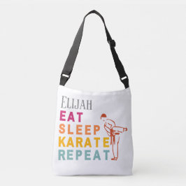 Karate Silhouette Japan Moderne Trendtypografie Tragetaschen Mit Langen Trägern